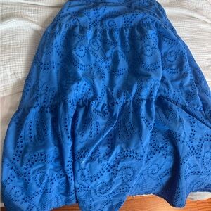 Anthropologie Cobalt Blue Eyelet Tiered Maxi Skirt